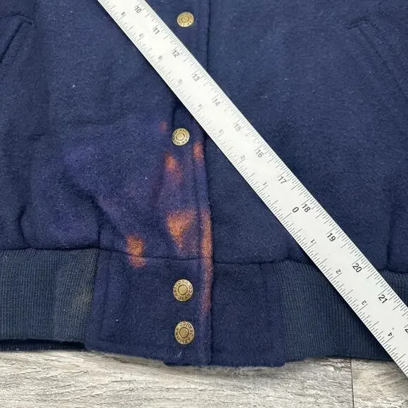 Vintage 90s Arizona Jean Company Blue Womens M Petite Wool Blend Flannel Jacket - Picture 4 of 11